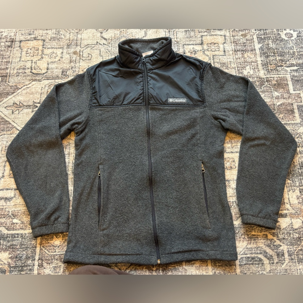 Columbia Black and Gray Men’s Fleece Full‎ Zip Jacket with Pockets Size Small